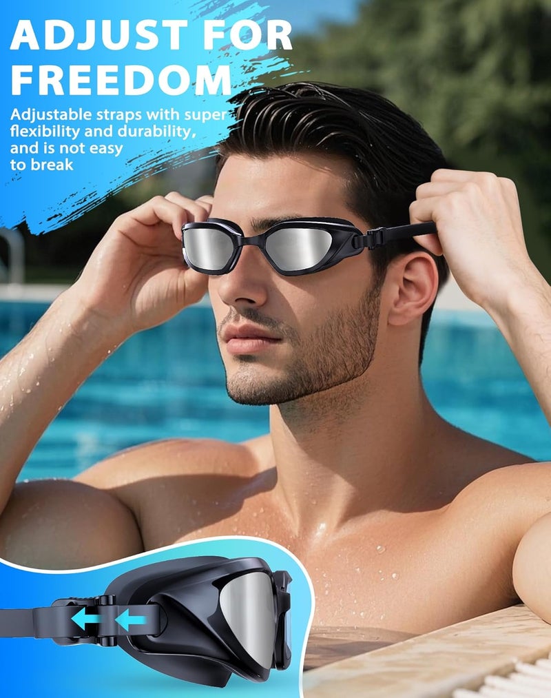Vegemono Swim Goggles, Unisex Adult Swimming Goggles Anti Fog Anti UV No Leakage Wide View for Men Women Youth - Image 5